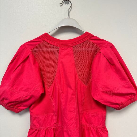 Daily Practice Anthropologie Tenniscore Pink Relaxed Tiered Mini Babydoll Dress - Picture 5 of 12